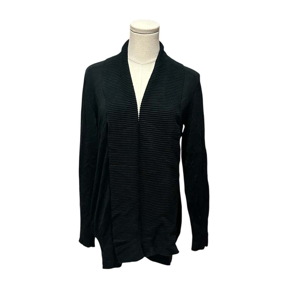 Mercoledi Black Shawl-Collar Ribbed Cardigan Women’s Size Medium